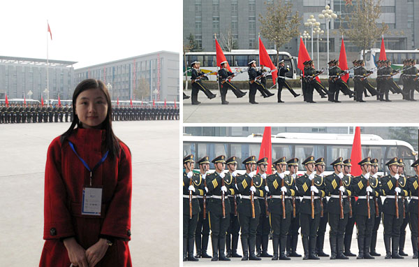 会议期间参观中国人民解放军陆海空三军仪仗队演练